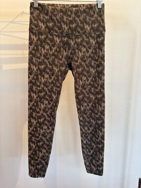 Varley Brown and Cream Patterned High-Waist Leggings